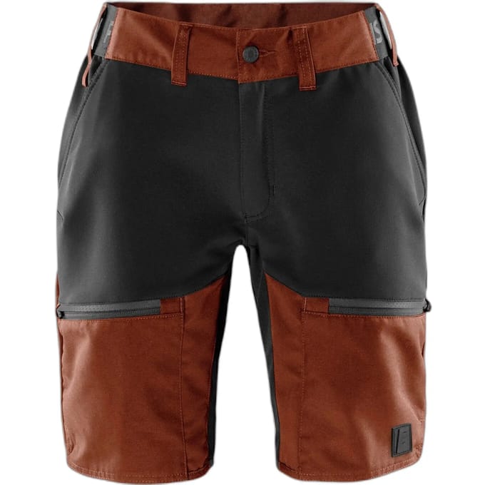 Fristads Carbon semi-stretch korte broek Dames - Roest rood/zwart - M