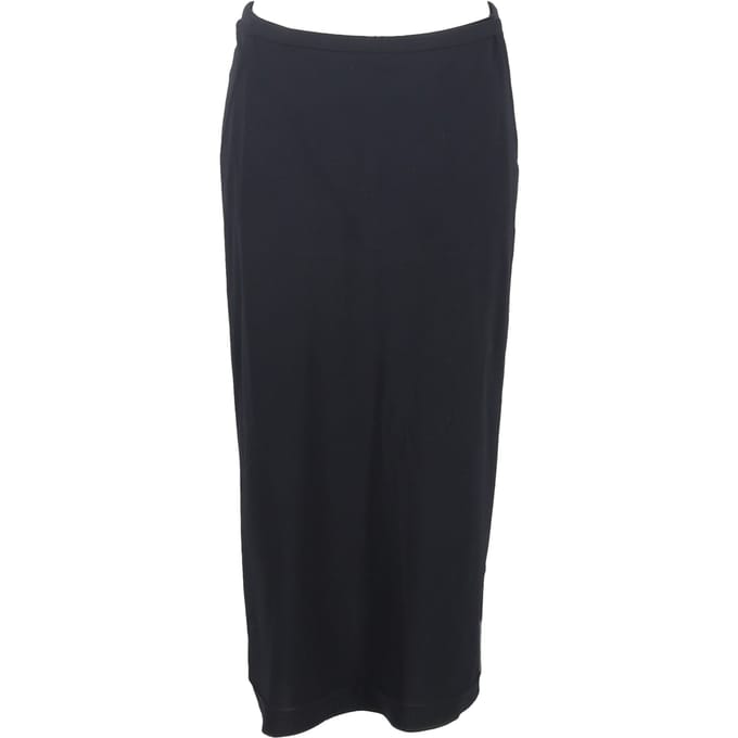 Max Mara midi-rok met split aan de achterkant, recht model, in zwarte wol
