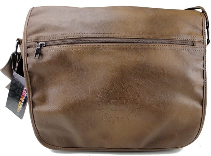 ENRICO BENETTI Messenger Bag Omhang Schoudertas Werk School Groot Bruin