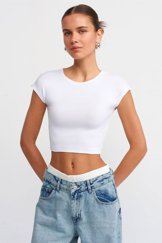 Slim Fit Crop Jersey Blouse