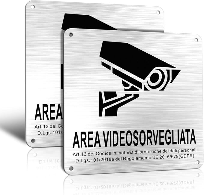 2x Camerabewaking Bord met GDPR Melding - Aluminium - Universeel Montage