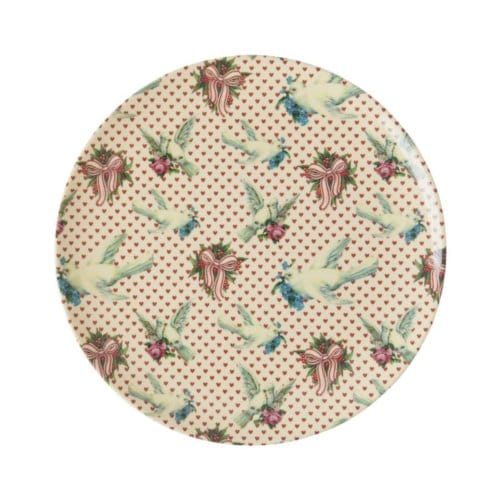 Rice kerst melamine bord rond klein dove