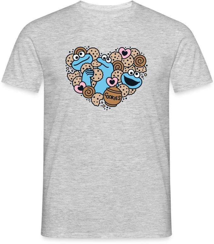 Sesamstraat Hart Met Koekiemonster T-Shirt Heren