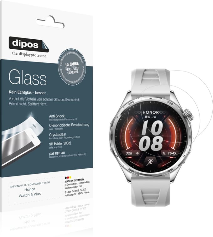 dipos – 2x Pantserfolie geschikt voor Honor Watch 6 Plus | 9H Screenprotector