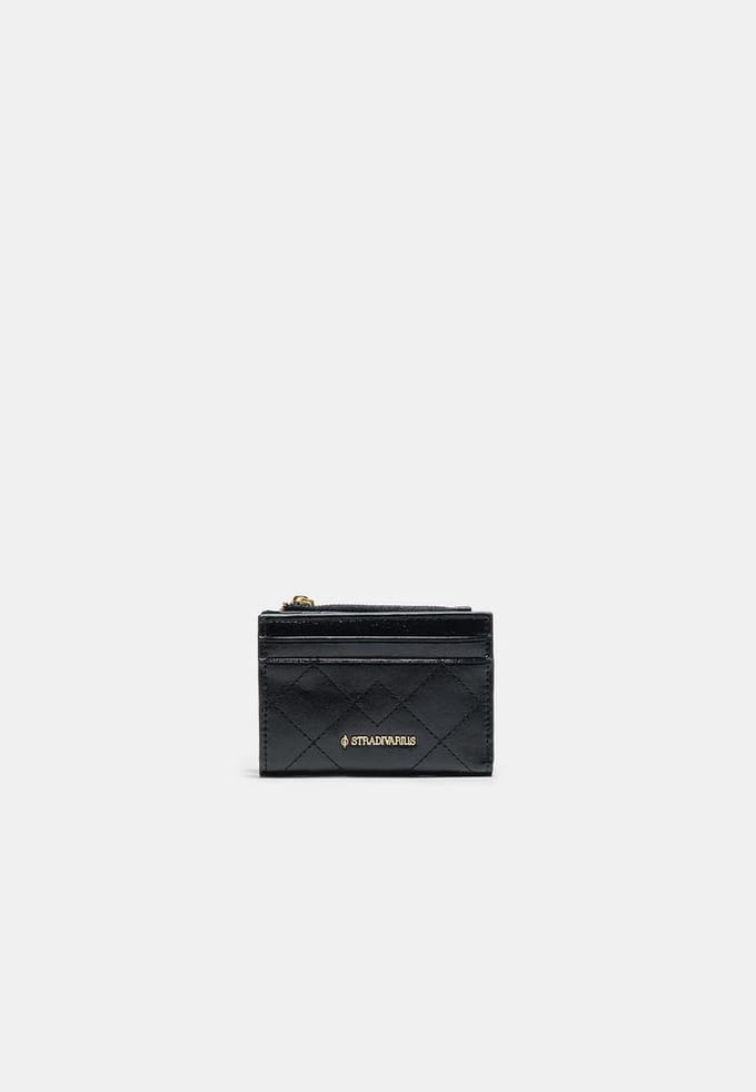 Stradivarius Compacte portemonnee met gestikte details  Zwart OS