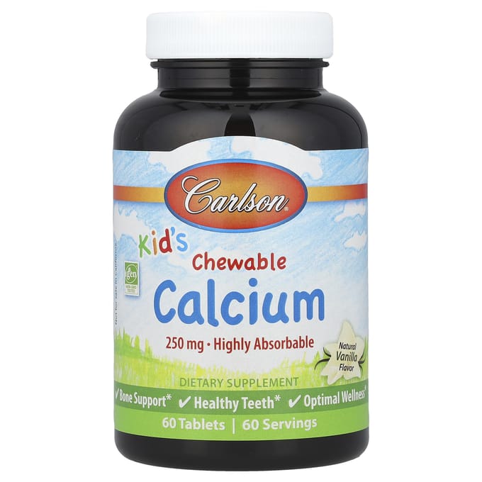 Kinderen Kauwbaar Calcium Natuurlijke Vanillesmaak 250 mg 60 Tabletten