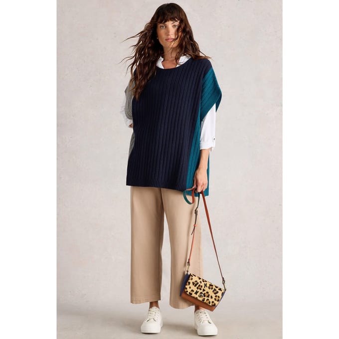 White Stuff Ava Knitted Poncho Navy Multi Taglia: XL | Poncho Outlet | Uomo | Blu