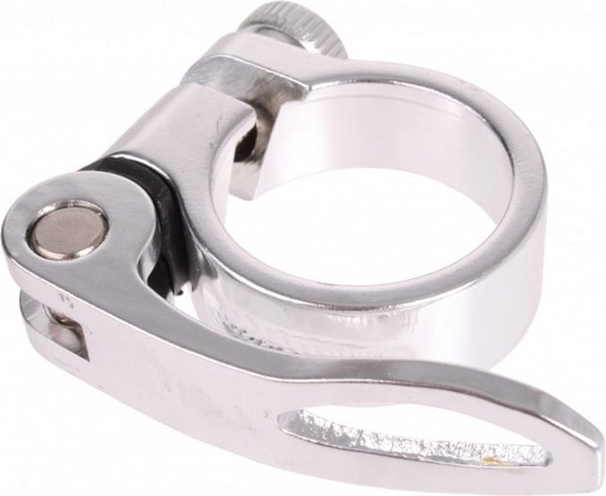 Zadelpenklem met snelspanner 31,8 mm zilver