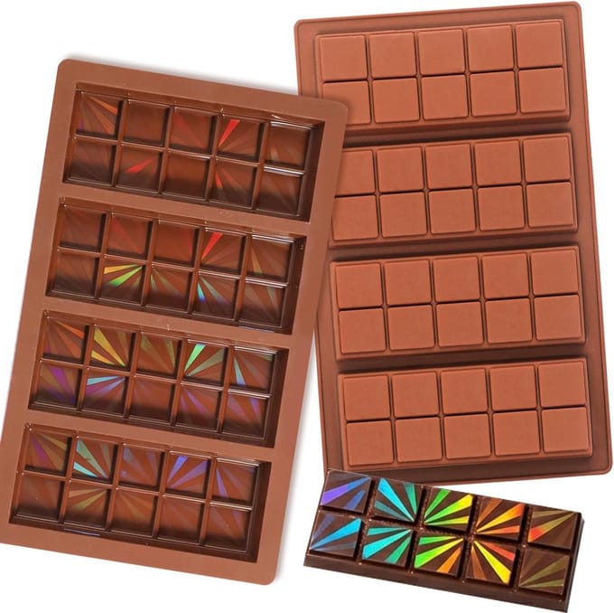 Holografische Chocoladevormen van Silicoon - Set van 2 - Perfect voor Creatieve Chocoladecreaties en Decoraties