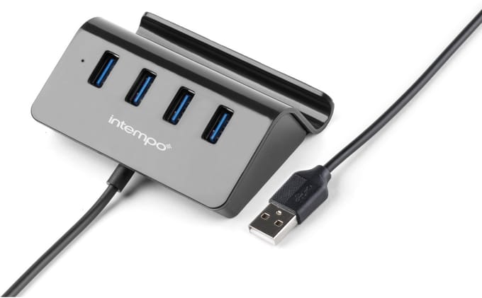 Intempo - 4-poorts USB Draagbare Adapter - Aansluiten op meerdere