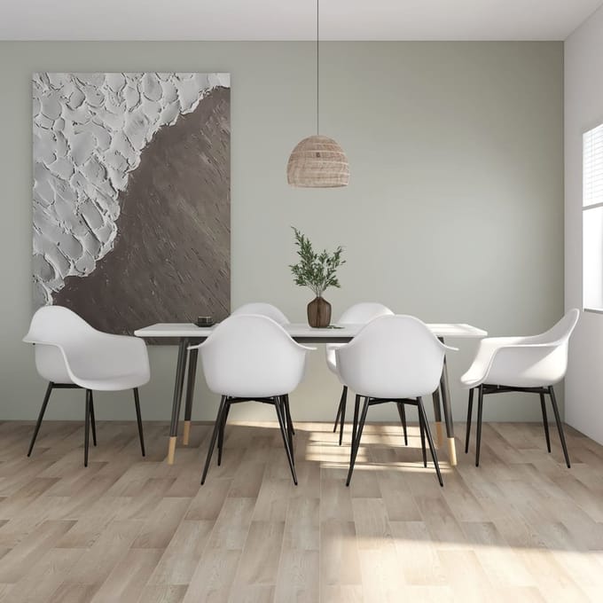 vidaXL - Eetkamerstoelen - 6 - st - PP - wit