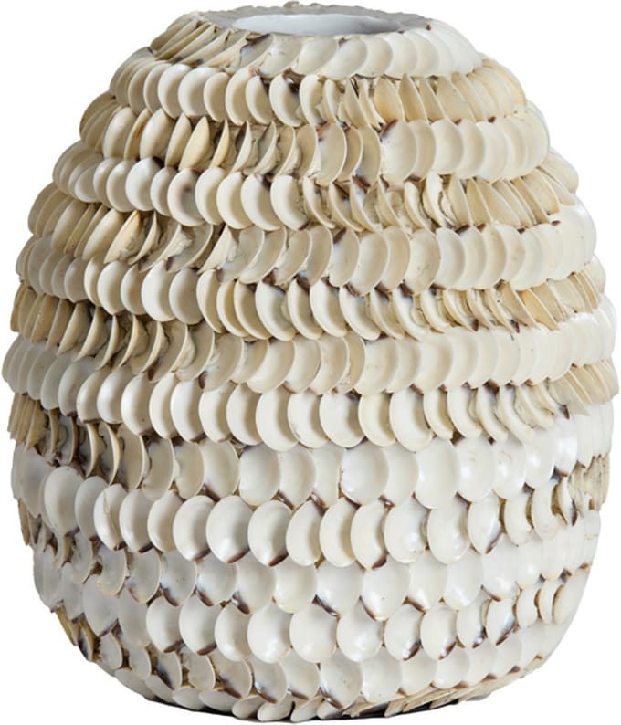Light&living Vaas deco Ø33x35 cm SARRIA bamboe+schelp crème