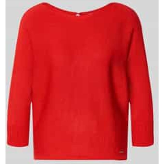 Gebreide pullover met boothals en labeldetail