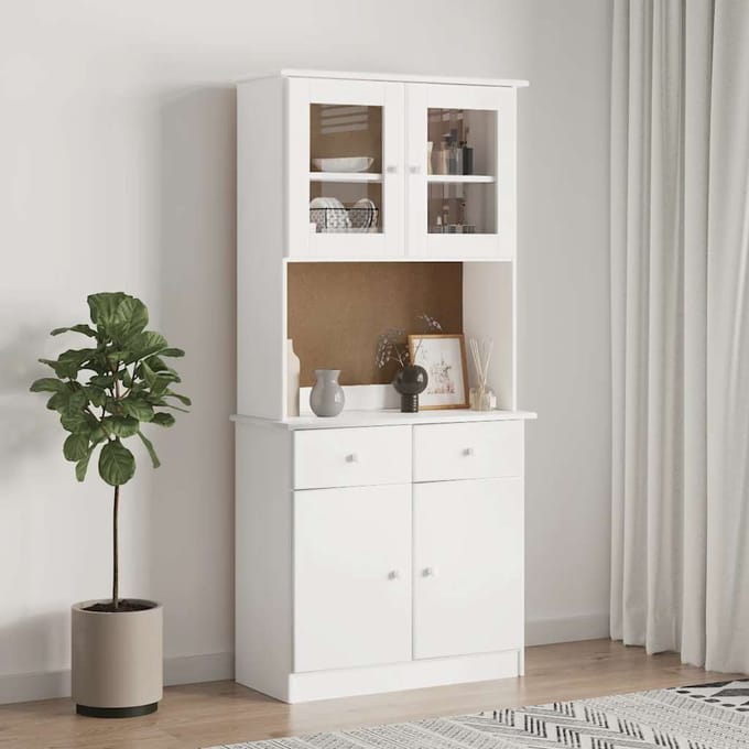 vidaXL - Opzetkast - ALTA - 77x30x92 - cm - massief - grenenhout - wit