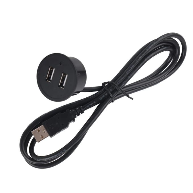 2 USB-laadcontactdoos met 1,5 m kabel Inbouwinstallatie 5V 1A Multifunctioneel voor mobiele telefoon black