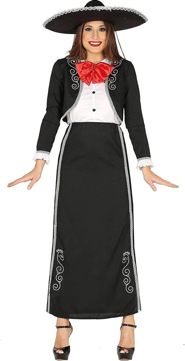 Fiestas Guirca Verkleedpak Mariachi Dames Polyester Zwart/wit Mt L