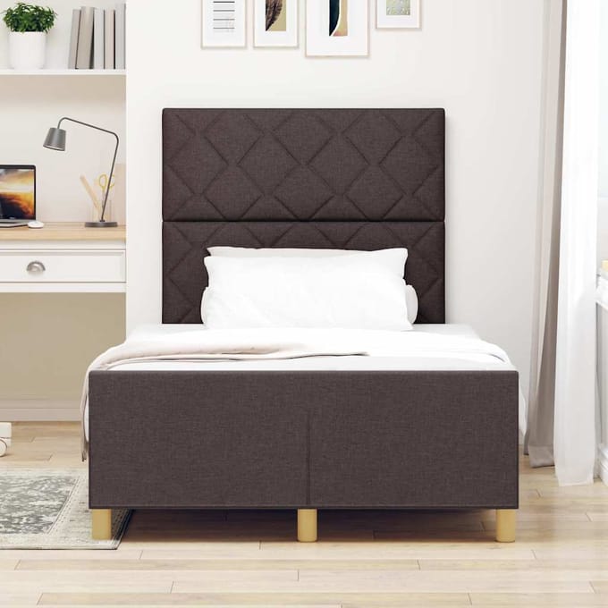 vidaXL - Bedframe - met - hoofdeinde - Donkerbruin - 120 - x - 200 - cm - Stof