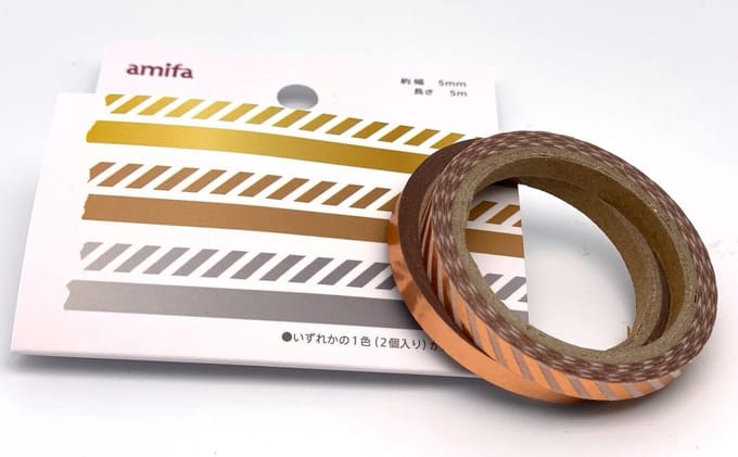 2 rollen Washi tape 5mm - Folie Brons