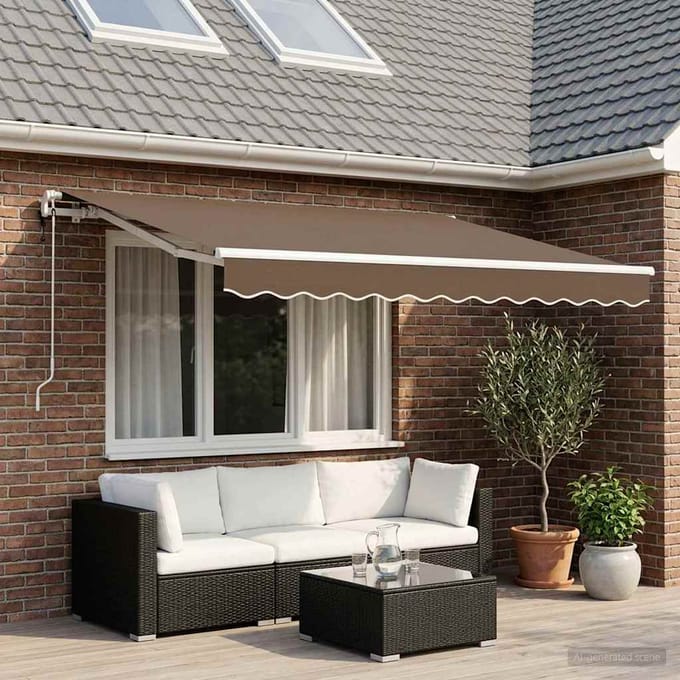vidaXL - Uitschuifbare - luifel - Taupe - 300 - x - 250 - cm - Polyester