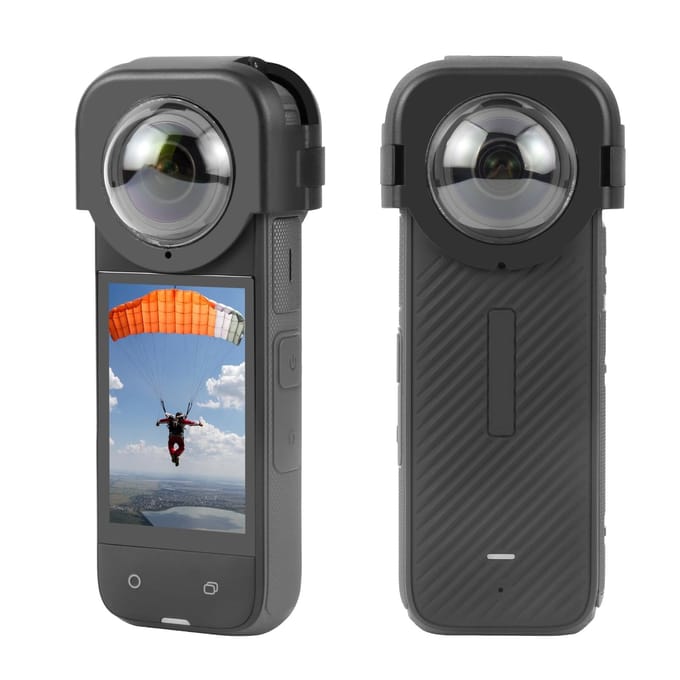 PULUZ PU975 Panorama Camera Lensdop Transparante Lens Beschermhoes Compatibel met Insta360 X4 zwart