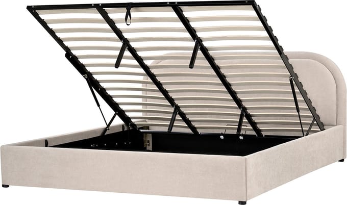 QUILLIEN - Bed opbergruimte - Lichtbeige - 180 x 200 cm - Polyester
