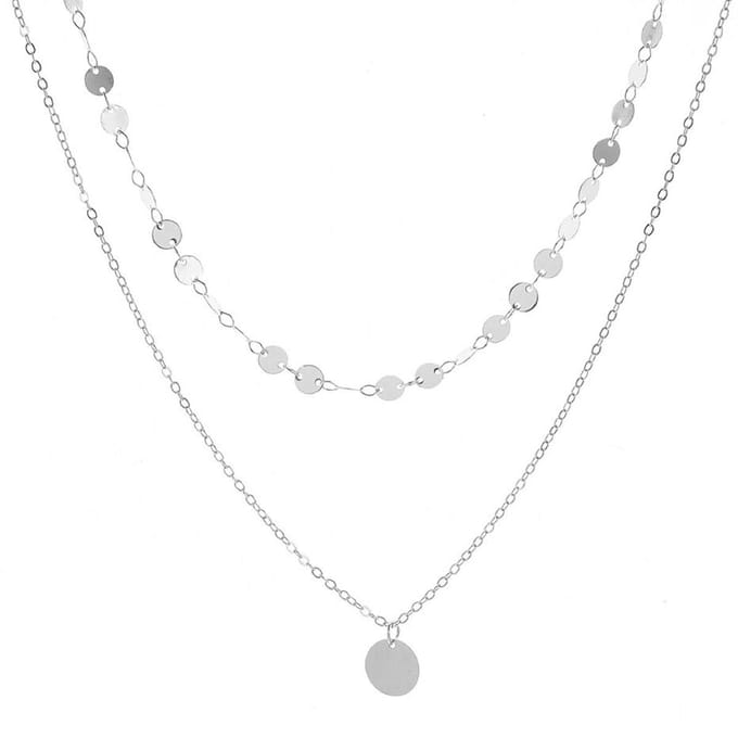 Miresa Coin Muntjes Ketting - Layerketting - Zilverkleurig 35 & 45 + 5cm
