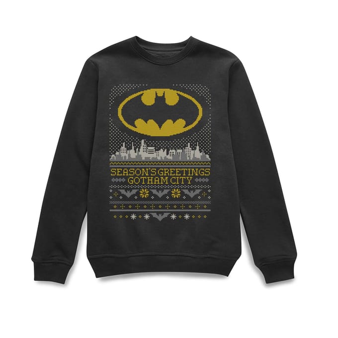 DC Comics Batman Seasons Greetings From Gotham Christmas Sweatshirt - Black - M