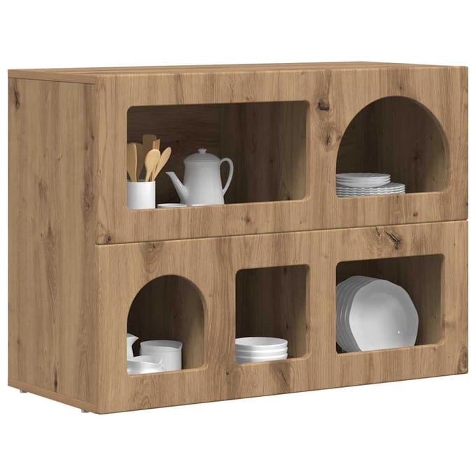 vidaXL - Dressoir - ELST - Artisan - Eiken - 80.5 - x - 35 - x - 59 - cm - Bewerkt - hout