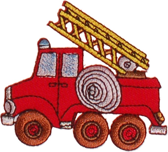 Strijkapplicatie Brandweerauto 7x7cm