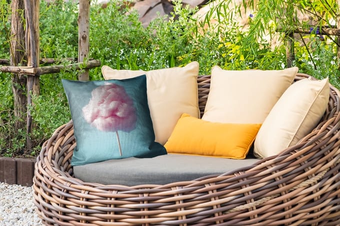 Tuinkussen - Suikerspin - Zoet - Snoep - 40x40 cm - Weerbestendig