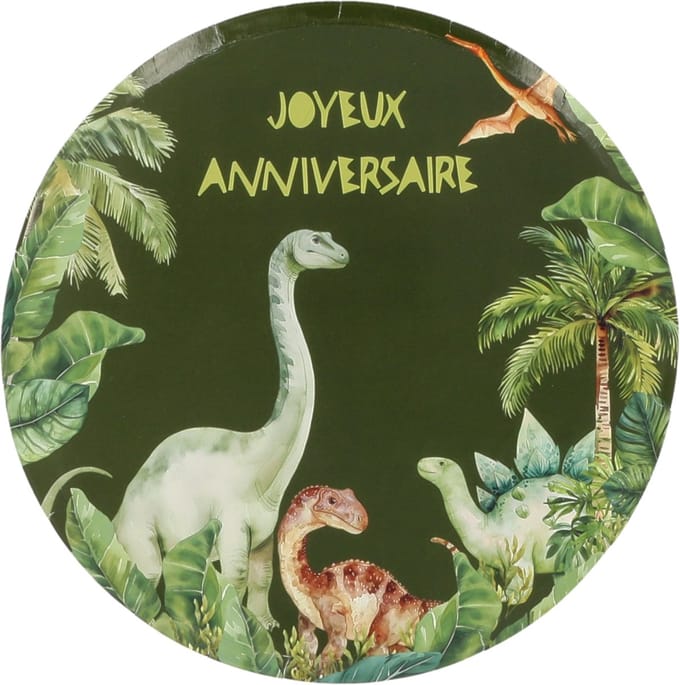 ARTYFETES - 6 Dinosaurus Happy Birthday Borden 23 cm van Karton
