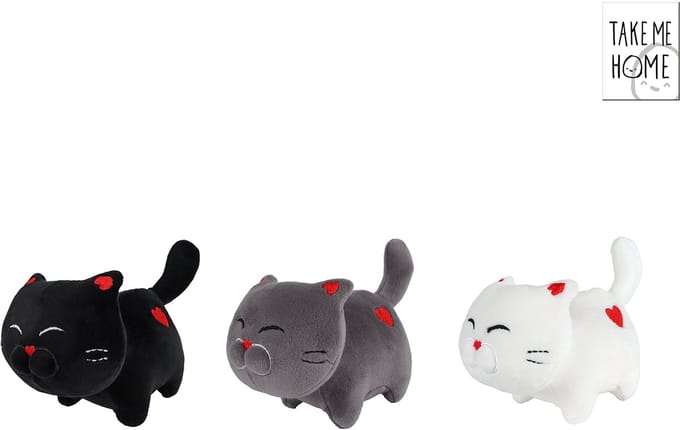 Take Me Home knuffel kat pluche 16cm meerkleurig speelgoed.