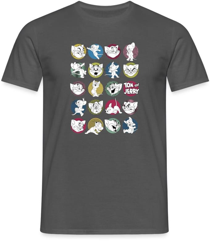 Tom And Jerry Iconische Uitdrukkingen Met Logo T-Shirt Heren