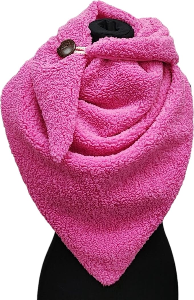 Driehoekige Sjaal - Teddy - Dikke Kwaliteit - Roze - 160 x 80 cm (2322#)