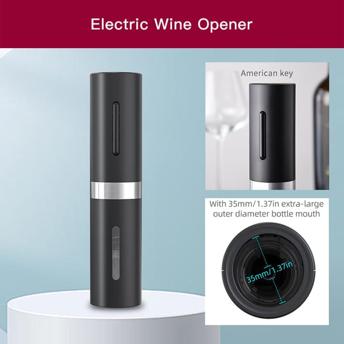 Elektrische wijnopenerset Type-C Oplaadbare automatische elektrische wijnflesopener met schenktuit / KP1125 zwart