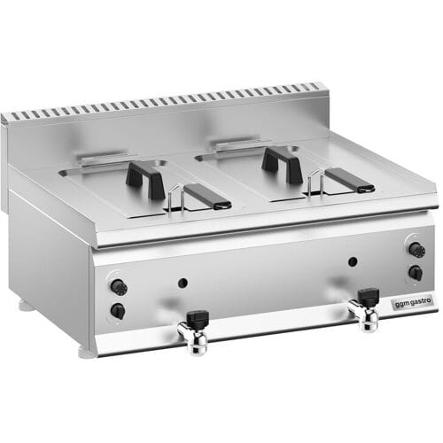 GGM Gastro Gas Doppelfritteuse - 8+8 Liter - 12 kW - mit Ablasshahn