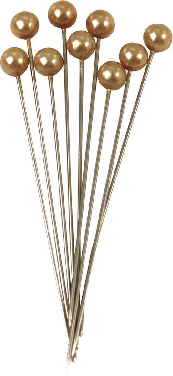 Rayher Spelden met parel kop/kopspelden/naaispelden - 6.5 cm - goud - 50x stuks - hobby steekspelden