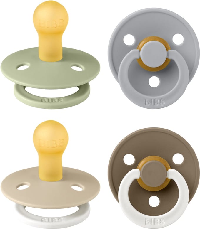 BIBS Colour Fopspeen - 0-6 mnd - 4-pack - Sage/Cloud/Vanilla Glow/Dark Oak Glow