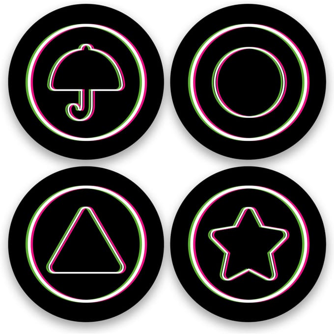 Squid Game Honeycomb Glitch Round Coaster Set