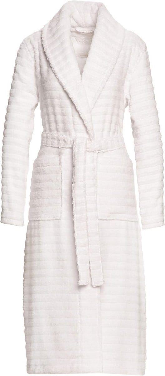 Luxe Witte Katoenen Badjas Dames met Sjaalkraag - Comfortabele Huisjas
