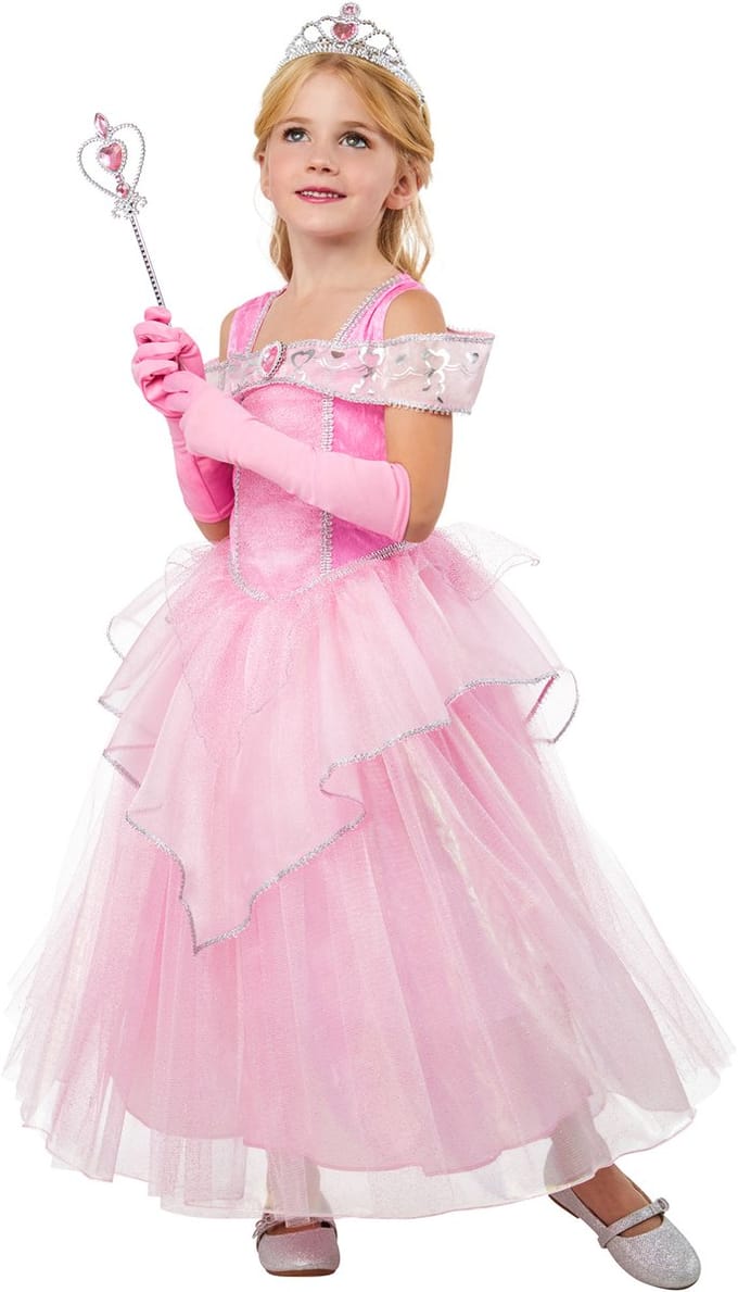 Pink Princess Kinderkostuum - Rubies - Maat 7-8 Jaar
