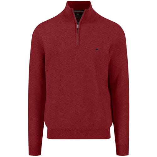 Fynch-Hatton Trui Troyer Zip Fine Allover Texture Garnet Red / male
