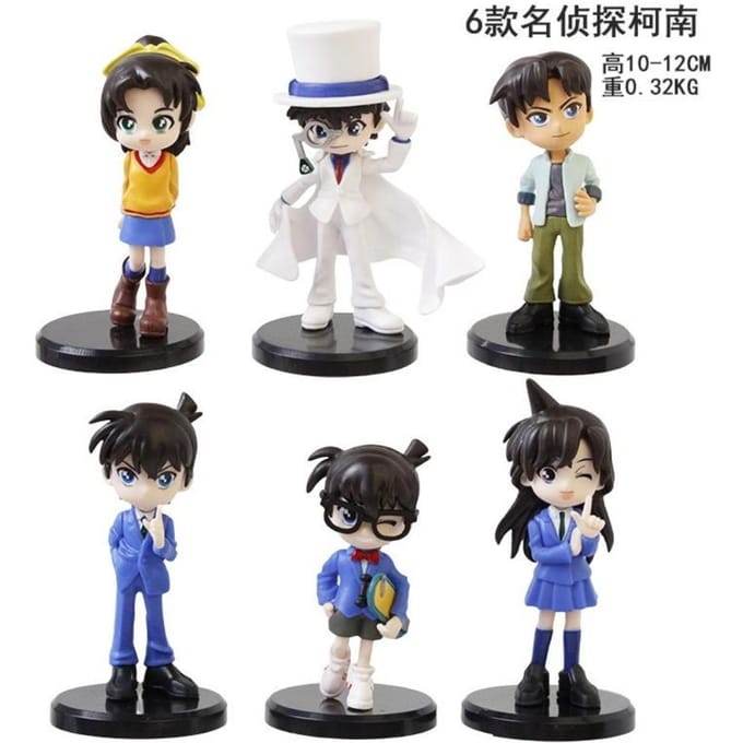 6 pièces/set Figurine Modèle Anime Détective Conan Kaito Kid Ran Mouri Jouets no box black