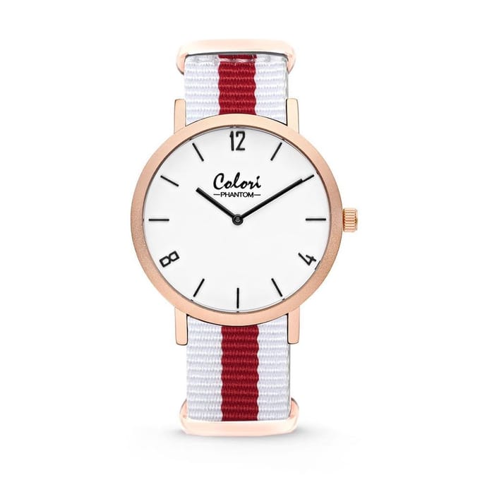 Colori Nato Phantom 5 COL492 Horloge - Nato Band - Ø 42 mm - Wit / Rood