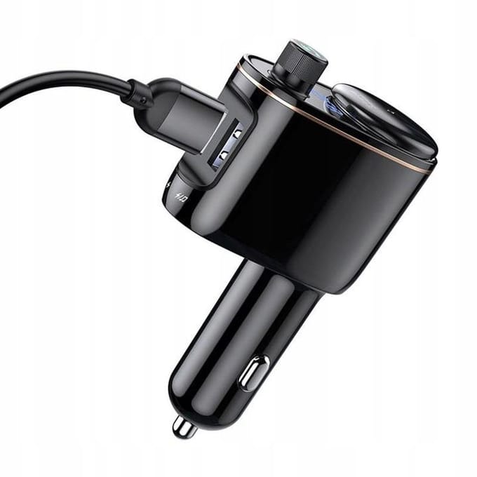 Baseus Bluetooth Muziek FM Transmitter Autolader 2x USB 3.4A Zwart