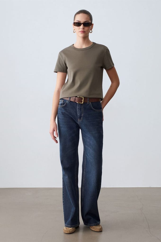 Vrouwen Effen Ronde Hals T-Shirt