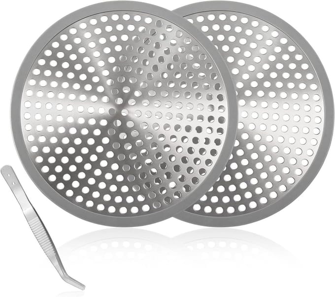 Afvoerzeef Set - Douche Haarzeef - Afvoer Beschermen - Met Pincet - 12 cm Diameter - Grijs
