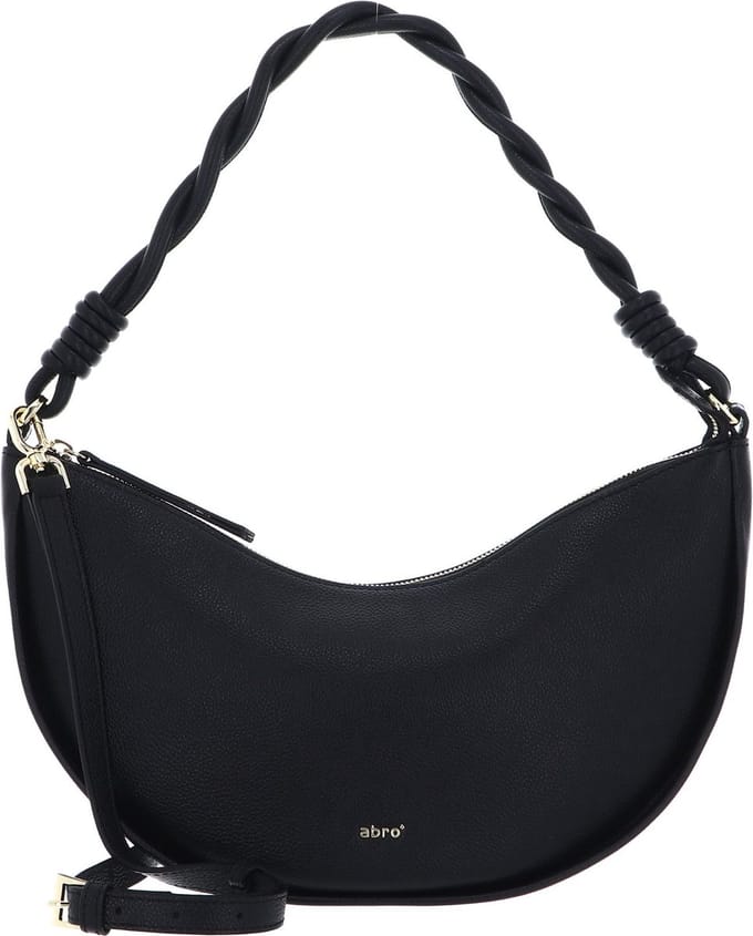 abro Leren Schoudertas Leather Kavir Shoulder Bag Moon Black / Gold Zwart