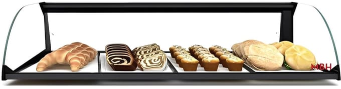 Gebogen Glazen Vitrine - Tafelmodel Display - Horeca Etalage - Neutraal Zonder Koeling - 84cm Breed