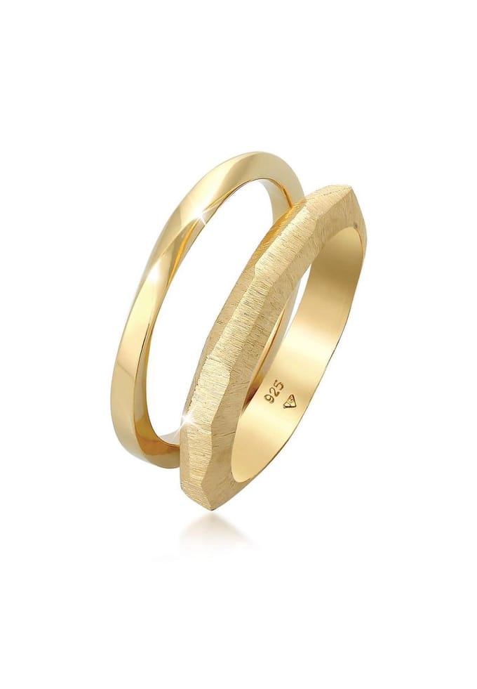 Elli PREMIUM - Ring - Damesring Duo Basis Gedraaide Structuur Trend in 925 Sterling Zilver - Dames
